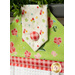 The adorable fabric covered button on the Strawberry Honey Hanging Towel