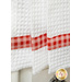 Red gingham accent stripe against a white waffle weave toweling