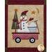 Block 9 of the Winter Wonderland Laser Cut Quilt showing a snowman riding in a wagon with snowballs