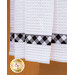 Black and white plaid accent stripe and white waffle weave toweling