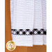 Black and white plaid accent stripe and white waffle weave toweling