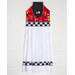 The black and red Peace, Love & BBQ Hanging Towel laid flat on a white background