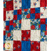Bright red, white, and blue patriotic fabrics used in the America the Beautiful quilt