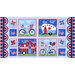 Fabric panel featuring patriotic colored bicycles and campers.