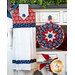 The coordinating red hanging towel and hot pad made with Land of Liberty fabrics