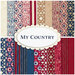 A collage of fabrics included in the My Country Fat Quarter set