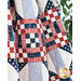 Red white and blue checkered fabric pattern.