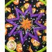 Round hot pad with central folded star design featuring Halloween themed fabrics.