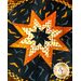 Black and orange Halloween themed hot pad featuring bats and a central folded star.