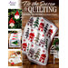 'Tis the Season for Quilting front cover featuring a white quilt of holiday colored houses and trees.