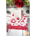 Hanging towel featuring Valentine's day gnome themed fabrics in pink and red.