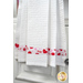 White waffle textured towel with pink banding with red Valentine's day motifs.