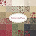 A collage of Christmas fabrics included in the Poinsettia Plaza fabric collection
