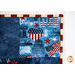 Quilt border square featuring United States monuments and flags.