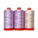 Set of three purple and cream variegated threads from Aurifil's Hawaiian Blue Ginger thread set