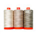 Set of three neutral brown variegated threads from Aurifil's Rubber Tree thread set