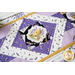 Table runner with geometric design with white and purple lavender and bee themed fabrics.