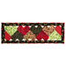 Table runner with interlocking heart design featuring rose themed prints in red, black, and green.