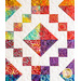 Quilt block with multicolor geometric design.