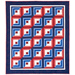 Americana quilt with red, white, and blue star-filled fabrics.