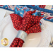 Reversible cloth napkin with blue and United States flags on one side and Red with stars on the other.