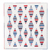 White quilt with diamonds made of strips of red white and blue patriotic fabrics.