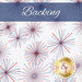 A swatch of white fabric with red and blue fireworks. A blue banner at the top reads 