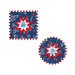 Hot pads with central folded star design made of red, white, and blue patriotic fabrics.