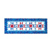 Geometric able runner made of patriotic summer themed fabrics in red, white, and blue.