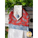 Hanging towel featuring a red paisley print and blue and white plaid accents.