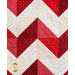 Close up of quilted United States flag with chevron stripes.