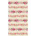 border stripe fabric featuring roses and leaves on a wood texture background