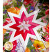 A close up image of a round folded star hot pad from the Flower Shop collection
