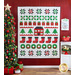 Quilt featuring rows of Christmas themed motifs on white background.