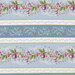 Blue and white floral border stripe fabric