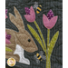A close up image of a bunny, bumble bees, and florals on a Simple Blessings BOM Quilt.