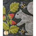 A close up image of a squirrel, bumble bees, and berries on a Simple Blessings BOM Quilt.