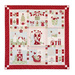 Quilt with 9 blocks of Christmas and angel themed motifs in red, white, and green fabrics.