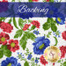 Red and blue florals on white labeled as backing.
