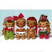 Image of 4 completed gingerbread buddies toys: one of each pattern included