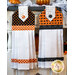 Black, orange, and white hanging towel with candy corn print and orange gingham next to matching towel in orange with black cats.