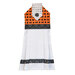 Black, orange, and white hanging towel with black cat print and black accents.