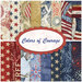 A collage of patriotic fabrics included in the Colors of Courage fabric collection