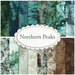 A collage of fabrics included in the Northern Peaks FQ Set