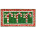 Table runner with three pieced candy cane images on a green background with a red border