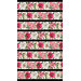 white and pink flower border stripe fabric with white and black stripes