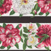 close up swatch of border stripe details showing black stripes and pink and white flowers