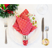 Cloth Napkin with holly on one side and red and white gingham on the other