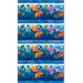 Full width image of blue border stripe with bright stylized flowers
