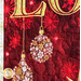 Christmas Joy Quilt Kit featuring a snowflake filled ornaments on red and gold fabric.